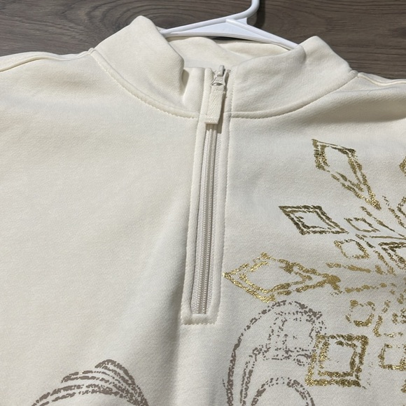 Laura Scott Cream applique 1/4 zip Pullover - Picture 2 of 7